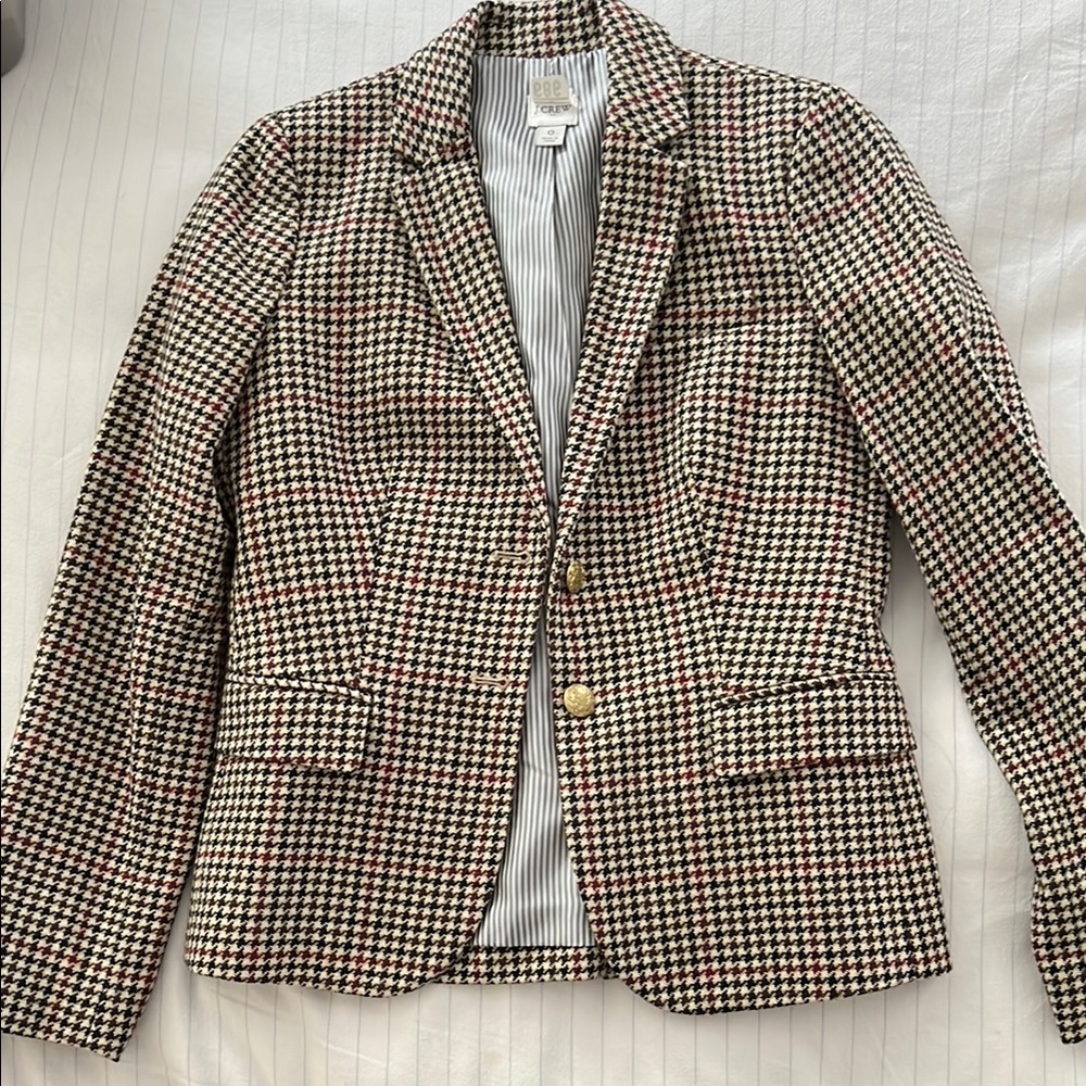 J. Crew Black and White Blazer with Notched Lapels